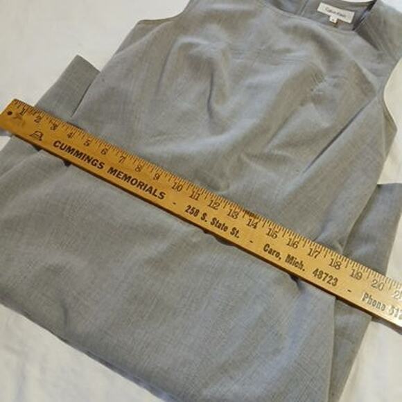 Calvin Klein size 6 sleeveless sheath in dove grey kick pleat classic design - Picture 9 of 14